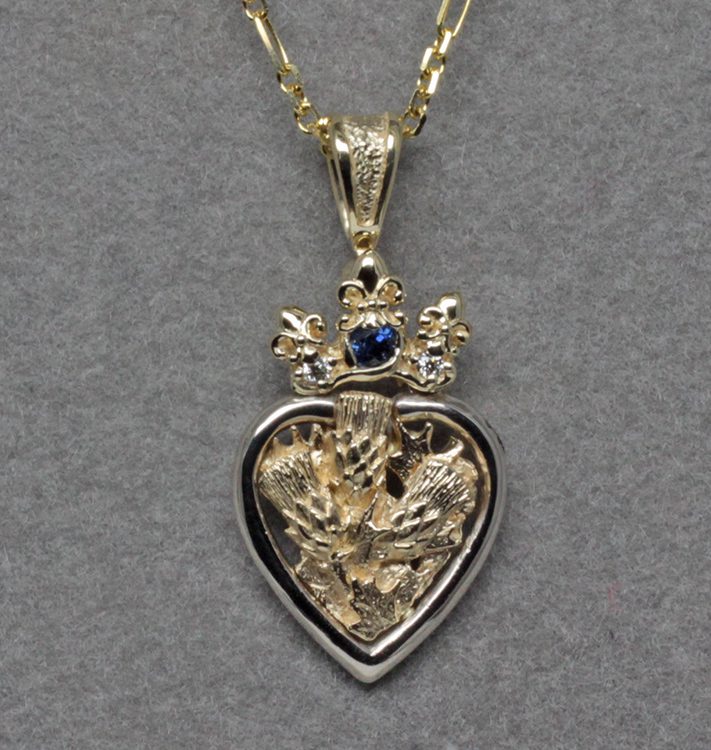 Thistle sapphire Luckenbooth pendant, a Scottish luckenbooth