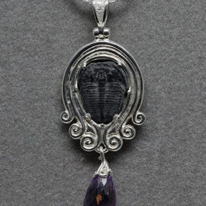 Trilobite silver amethyst pendant
