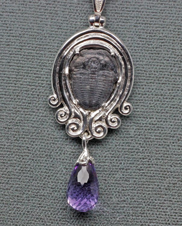 Trilobite silver amethyst pendant