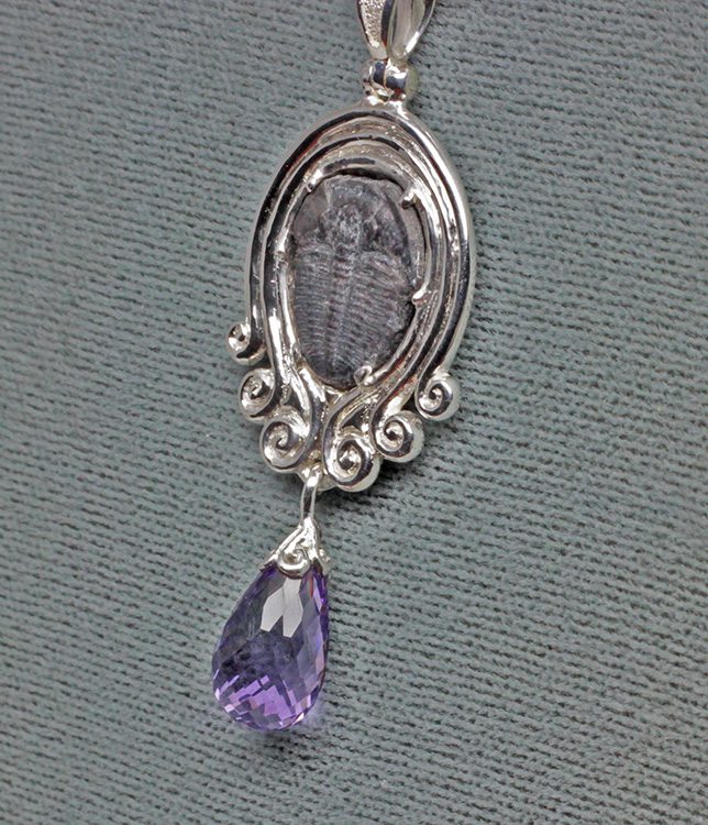 Trilobite silver amethyst pendant