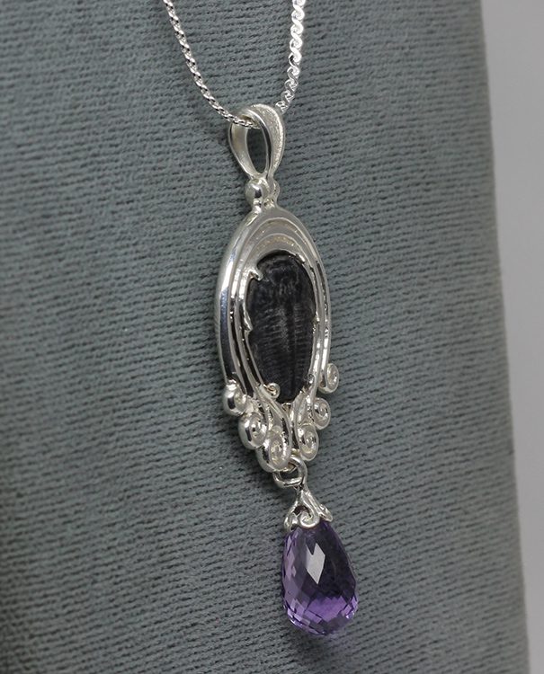 Trilobite silver amethyst pendant