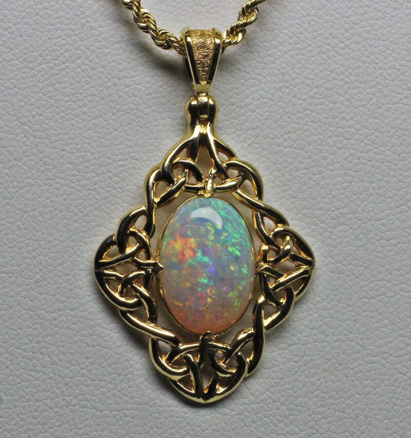 Celtic knot opal pendant