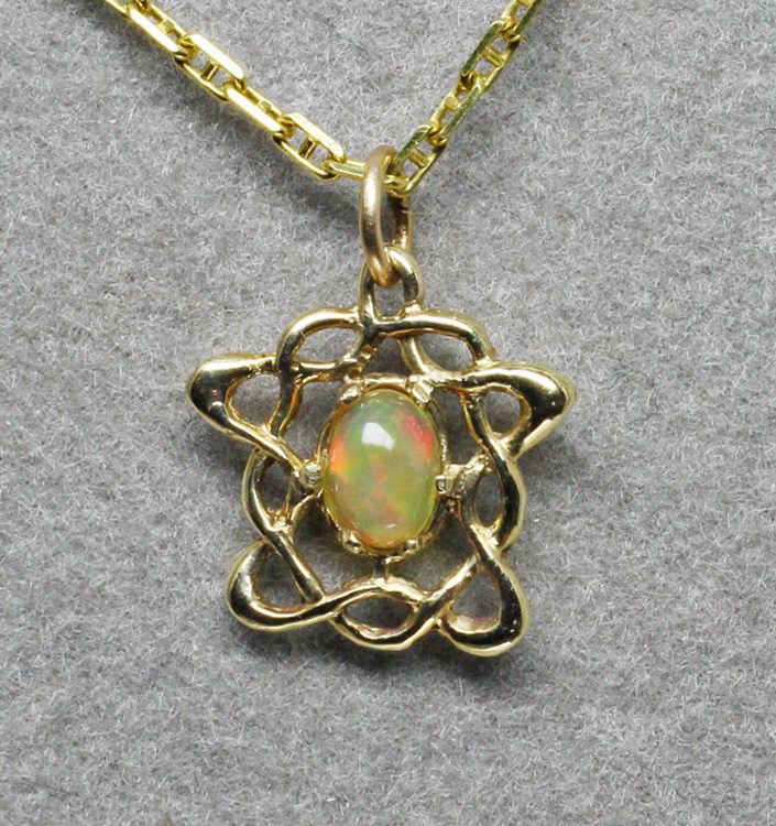 Petite Celtic opal pendant in 14K by Suzan - Image 4