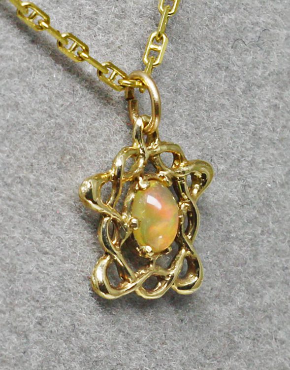 Petite Celtic opal pendant in 14K by Suzan - Image 3